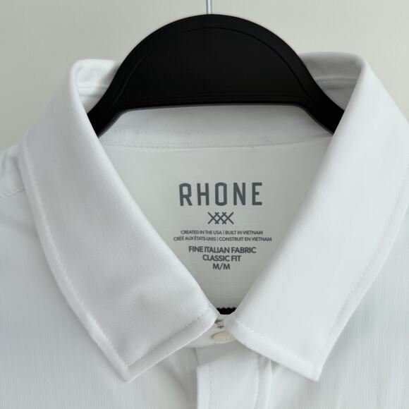 Rhone Commuter Shirt Mens Medium White Midweight Pro Button Up Performance - Picture 6 of 13